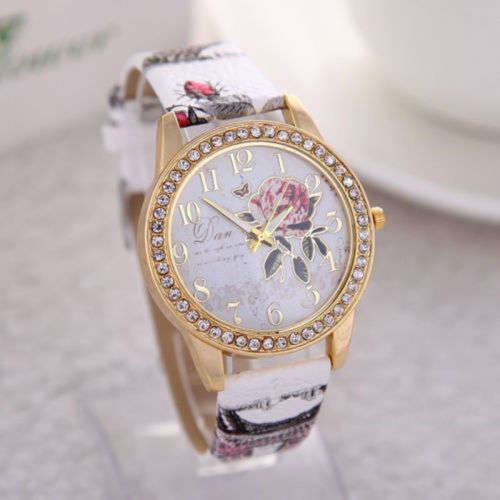 Stunning silver floral crystal watch