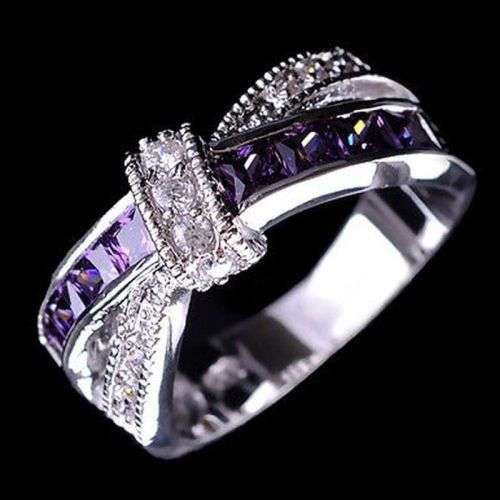 Amethyst and CZ silver filled ring! Local stock.. LOW SHIPPING