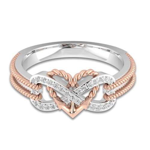 Rose gold and silver CZ plated promise ring