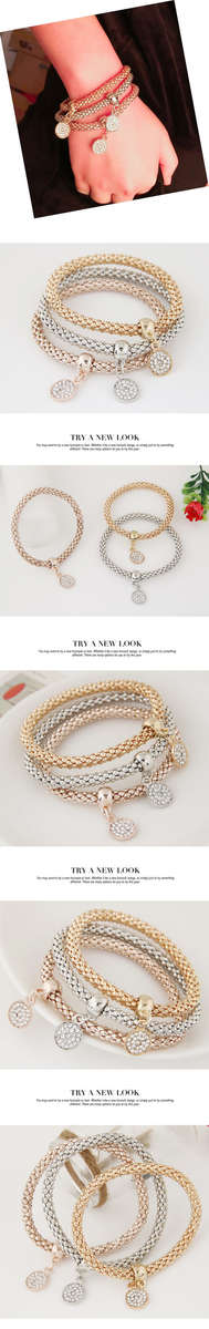 Three piece set bracelet.. gold, rose, white plated..