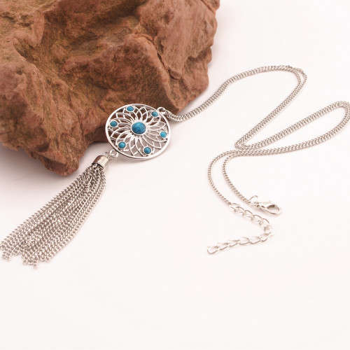 Elegant dream catcher silver and turquoise  pendant and chain