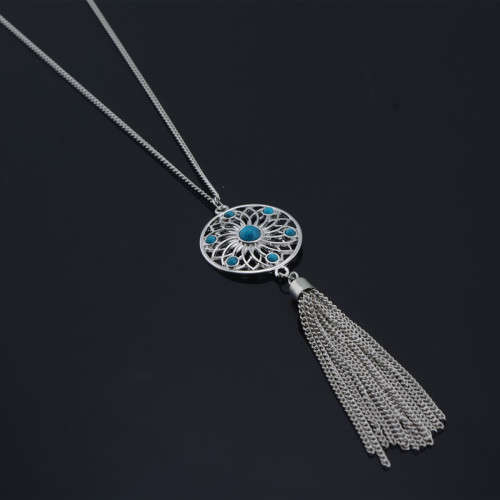 Elegant dream catcher silver and turquoise  pendant and chain