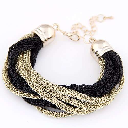 Stunning gold and silver/black mesh entwined chain bracelet.