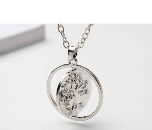 Tree of life rotating pendant and chain