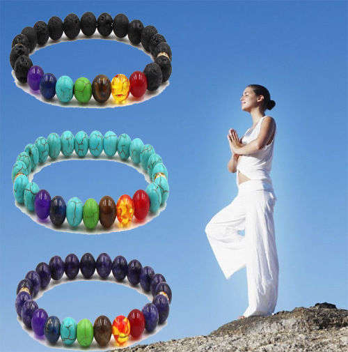 7 Chakra Lava Reiki Prayer Bracelet