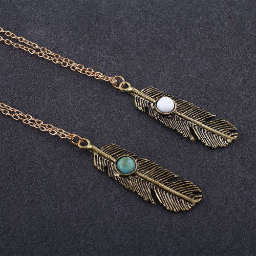 Gorgeous feather turquoise pendant and FREE chain.. LOWEST SHIPPING