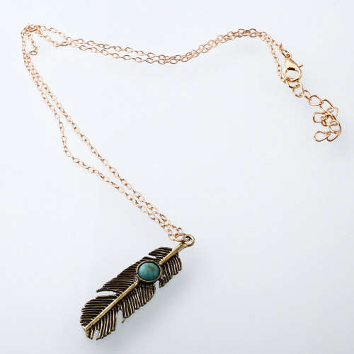 Gorgeous feather turquoise pendant and FREE chain.. LOWEST SHIPPING