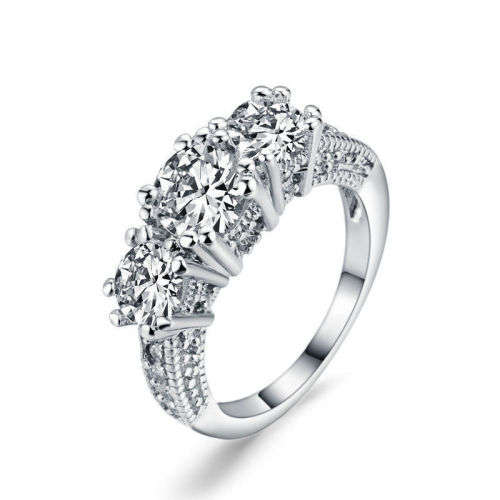 CZ white gold plated wedding/engagement ring.. LOWEST SHIPPING