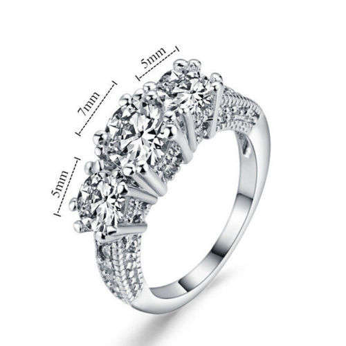 CZ white gold plated wedding/engagement ring.. LOWEST SHIPPING