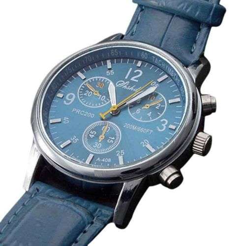 Blue Luxury Fashion Crocodile Faux Leather Watch  LOWEST SHIPPING
