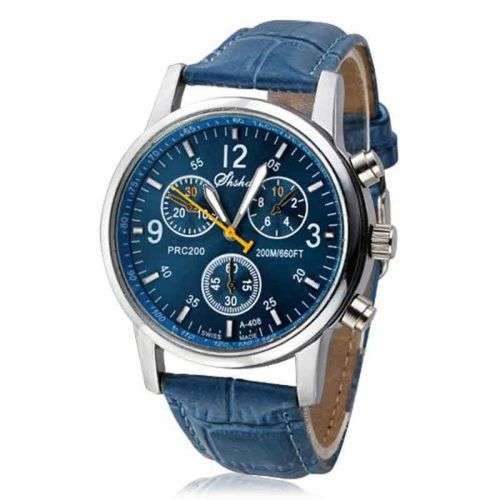 Blue Luxury Fashion Crocodile Faux Leather Watch  LOWEST SHIPPING