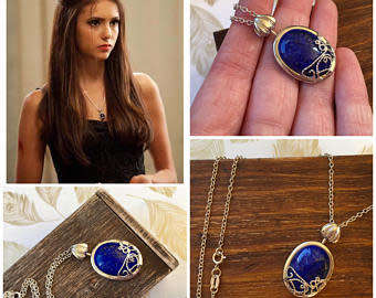 Vampire Diaries elena Gilbert's Anti-sunlight Lapis Lazuli Vintage Necklace- LOWEST SHIPPING