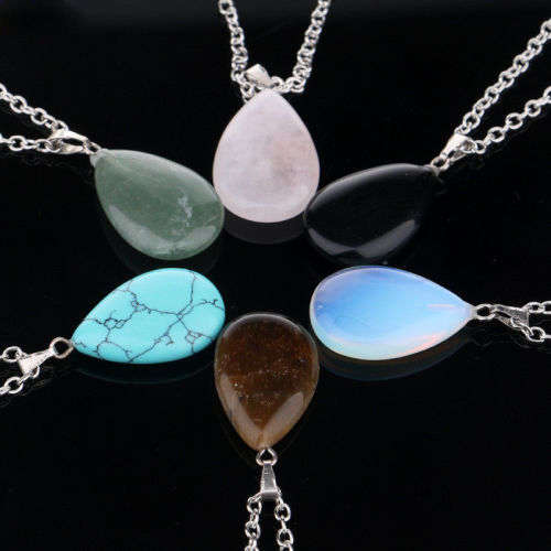 Waterdrop Natural Stone Chakra Healing Pendant. and free chain. LOWEST SHIPPING