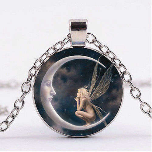 Absolutely stunning Fairy and the moon pendant and chain..LOWEST SHIPPING
