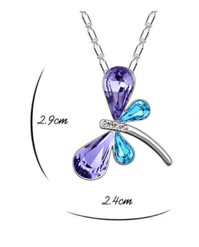 Crystal Dragonfly Pendant and chain..LOWEST SHIPPING