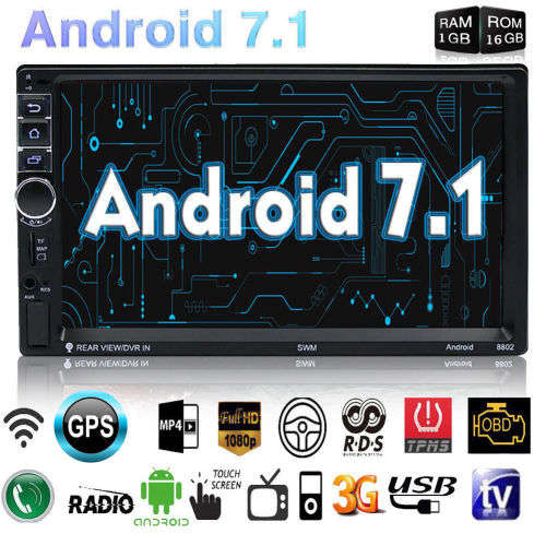 Android 7.1 Double 2Din Car Stereo Radio GPS Wifi 3G Touch screen 1GB RAM 16G
