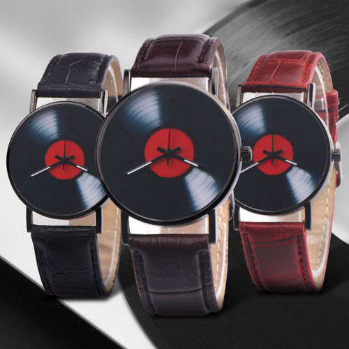 Brilliant Vinyl record design watch!!. LOWEST SHIPPING