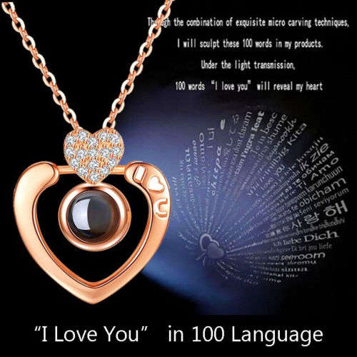 2018 Projection 100 Languages I Love You Charm Pendant Necklace  .. LOWEST SHIPPING