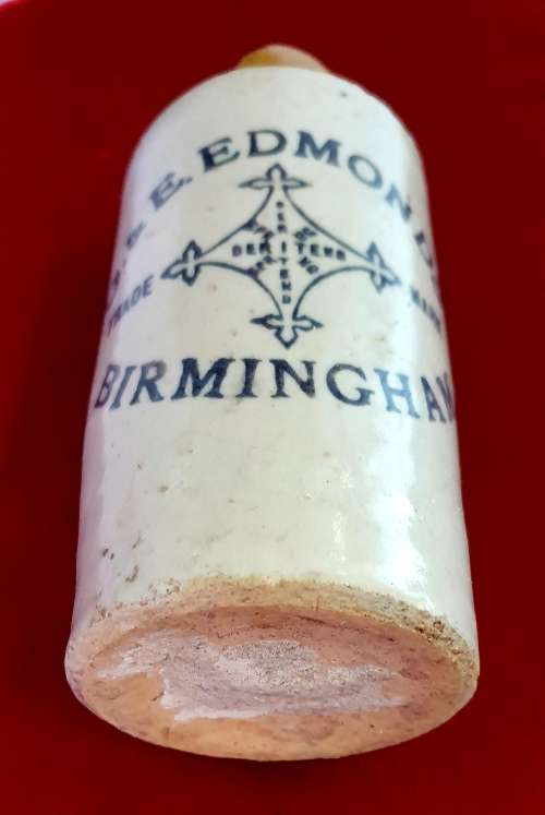 G & E EDMONDS STOUT STONE WARE STOUT BOTTLE 1901. BIRMINGHAM. SALVAGED FROM DEELFONTEIN.