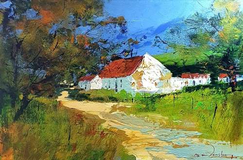 DERRIC VAN RENSBURG. LARGE  OIL ON CANVAS. 600 mm X 400 mm VALUED R15000.00