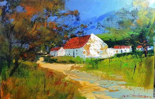 DERRIC VAN RENSBURG. LARGE  OIL ON CANVAS. 600 mm X 400 mm VALUED R15000.00