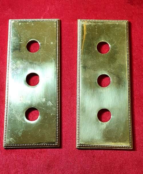 ANTIQUE SOLID BRASS LIGHT SWITCH COVERS. 2 X . 20CM LONG