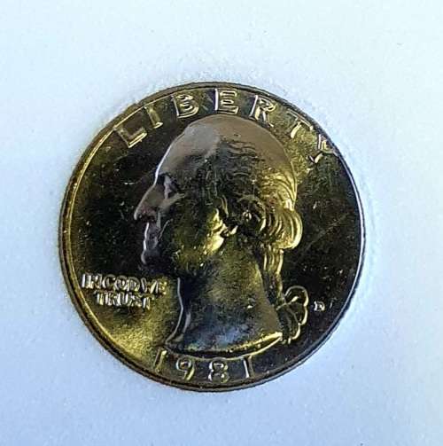 BRILLIANT UNCIRCULATED 1981 WASHINGTON QUARTER DOLLAR . .