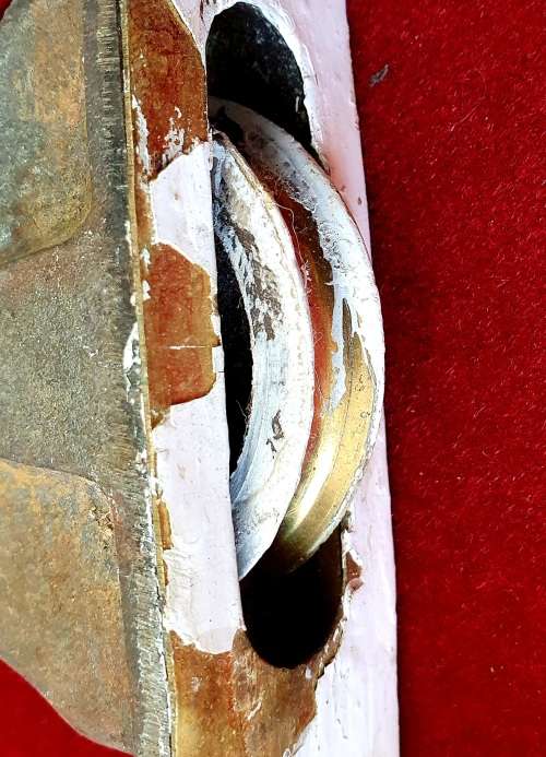 4 X ANTIQUE BRASS and CAST IRON  TROLLEY WHEELS. SCARCE FIND !!