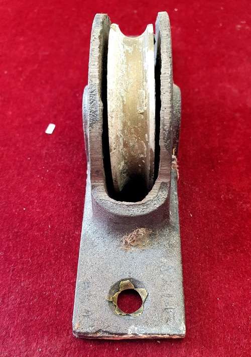 4 X ANTIQUE BRASS and CAST IRON  TROLLEY WHEELS. SCARCE FIND !!