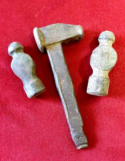 ANTIQUE STEEL FORGING  HAMMER COLLECTION 3 X  CIRCA1900