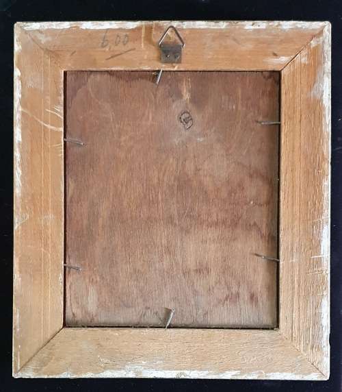 ANTIQUE PRINT OF REMBRANDT IN HEAVY SOLID ORNATE WOOD FRAME.