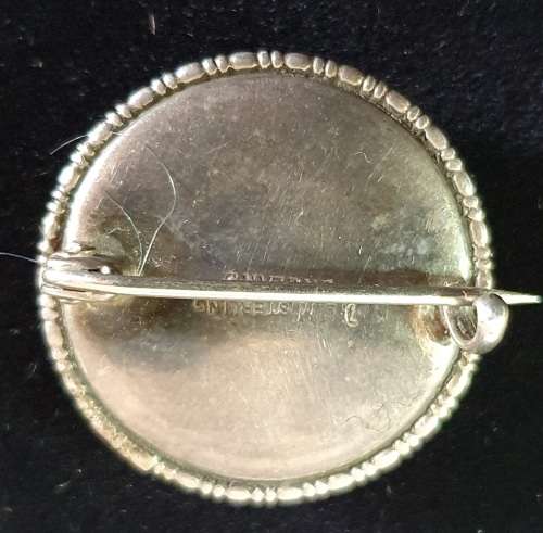 AUTHENTIC BUTTERFLY WING ART DECO CAMEO SET IN STERLING BROOCH