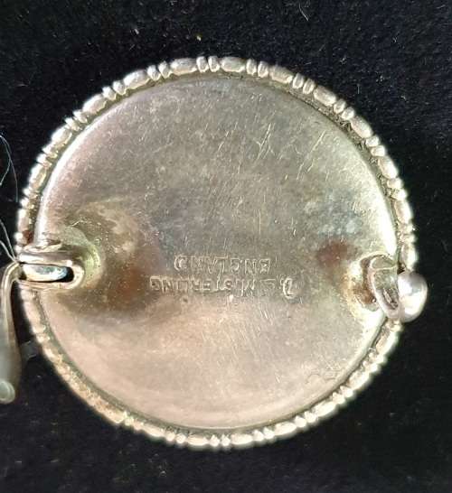 AUTHENTIC BUTTERFLY WING ART DECO CAMEO SET IN STERLING BROOCH