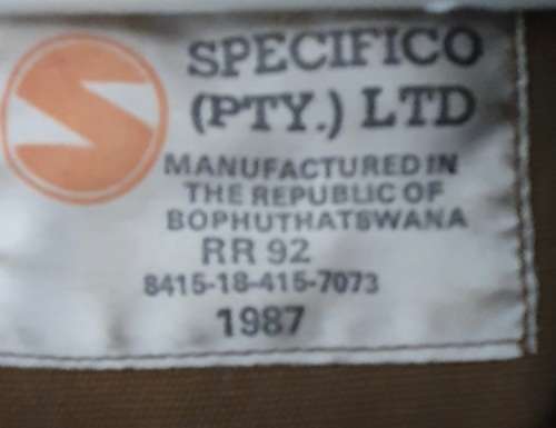 ANGOLA BORDER WAR SADF 1987 FULL BODY  OFFICERS AAPJAS WITH HOODIE,