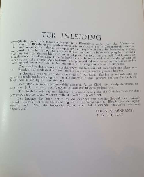 16 DESEMBER 1938 BLOEDRIVIERSE EEUFEES-GEDENKBOEK ,AG de TOIT & Dr LOUIS STEENKAMP. VERY SCARCE !!