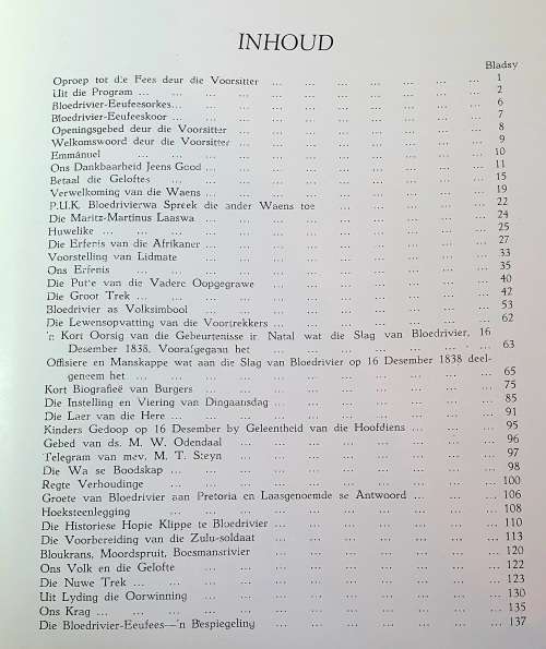 16 DESEMBER 1938 BLOEDRIVIERSE EEUFEES-GEDENKBOEK ,AG de TOIT & Dr LOUIS STEENKAMP. VERY SCARCE !!