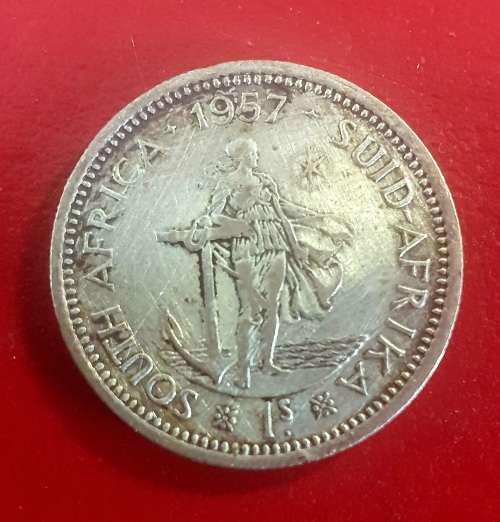 SILVER 1957 1 Shilling - Elizabeth II 1st portrait . Silver (.500)  5.66 g EXCEPTIONAL CONDITION