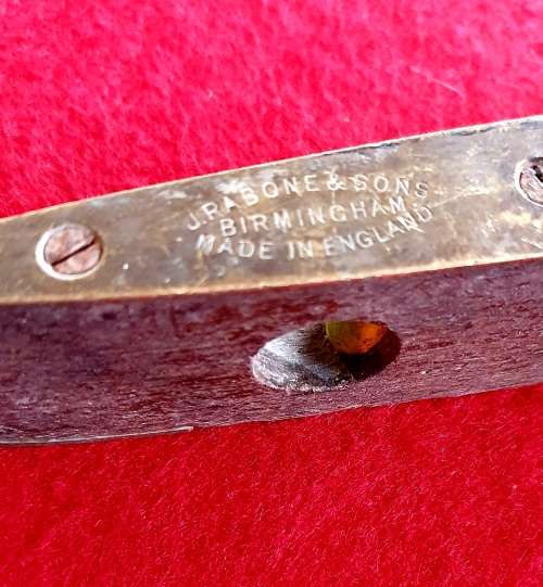 ANTIQUE J.RABONE SPIRIT LEVEL. Rosewood & Brass Torpedo shape.