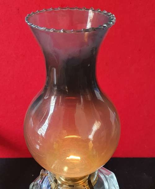ANTIQUE HUGE GLASS PARAFFIN LAMP 45CM HIGH !! WORKING !