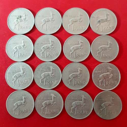 16 X ONE RAND NICKEL COINS. 5 X 79, 7 X 90, 2 X 85, 2 X 82. ONE BID FOR ALL !!