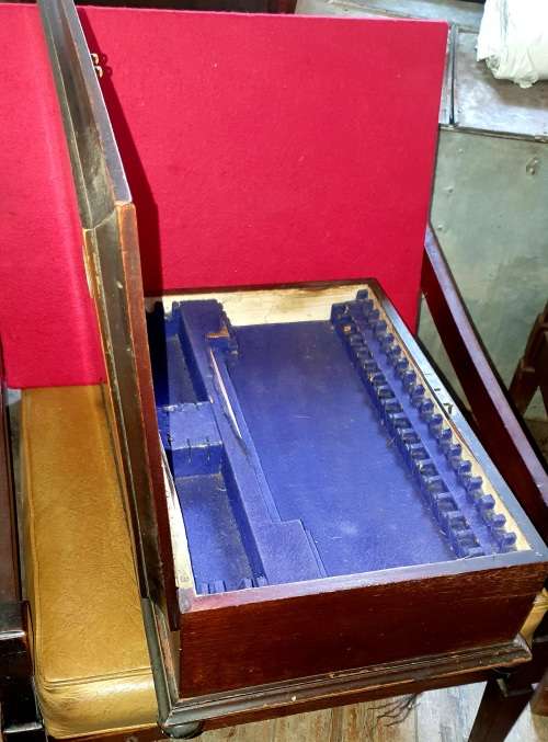 ANTIQUE HUGE SOLID WOOD CUTLERY CANTEEN WITH DRAWER. CIRCA 1899