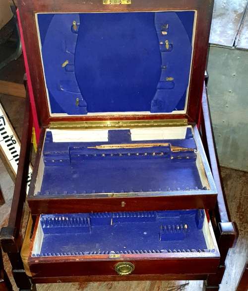 ANTIQUE HUGE SOLID WOOD CUTLERY CANTEEN WITH DRAWER. CIRCA 1899