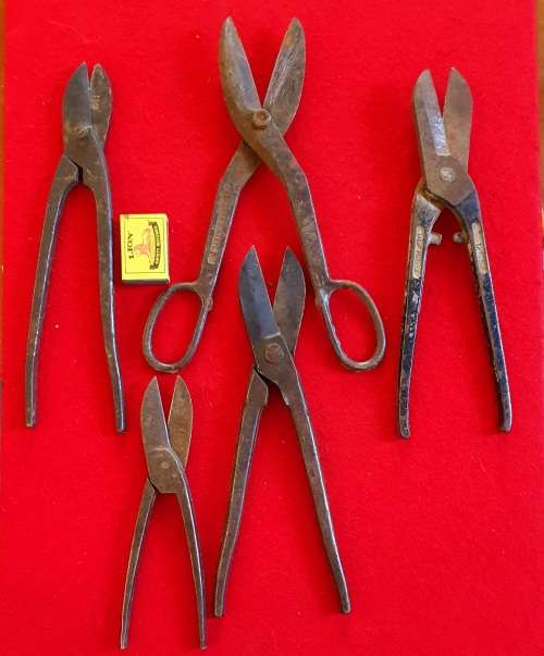 5  X ANTIQUE METAL PLATE CUTTER COLLECTION !!
