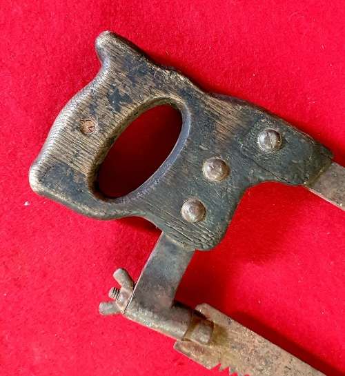 ANTIQUE HUGE BUTCHERS SAW. 70CM LONG.