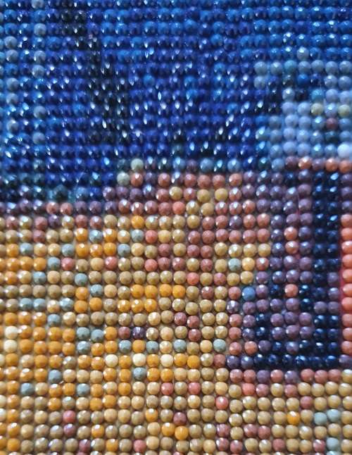 ANTIQUE HUGE BEADED POINT  WORK OF OLD FORD BAKKIE ON CANVAS  !! SCARCE !!! 78 CM X 36 CM .