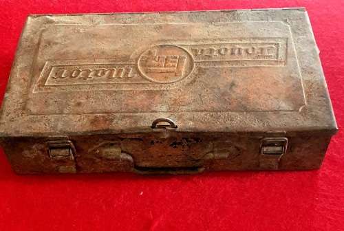 ANTIQUE TOYOTA MOTOR TEQ STEEL TOOL BOX !! SCARCE FIND !!