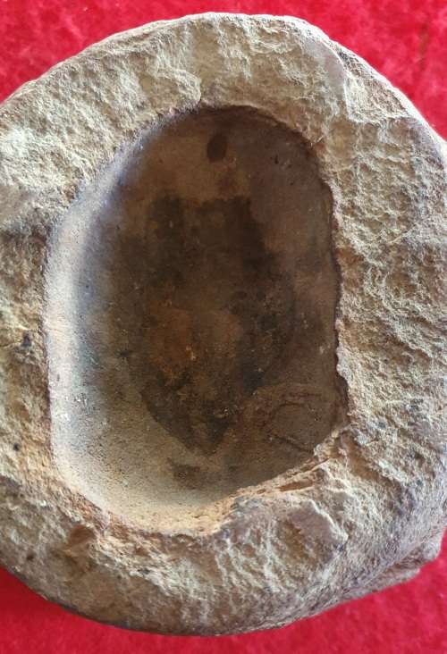 PREHISTORIC BOW DRILL FIRE STARTING STONE.SALVAGED AT BRANDBERG NAMIBIA EARLY 1900s BY SCHUTZTRUPPE