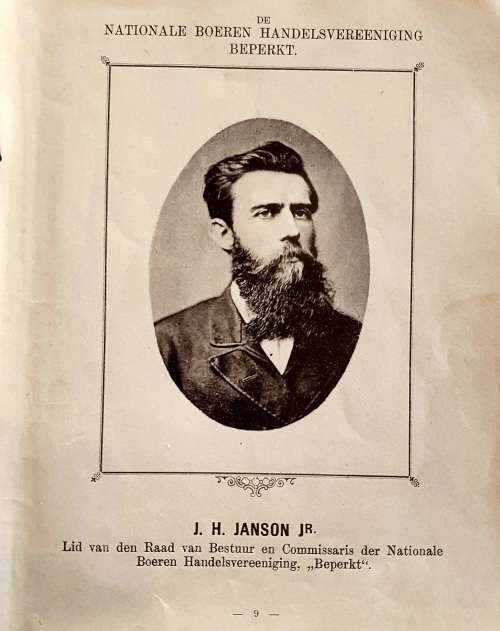 J.H.JANSON. LEADER FIRST BOER WAR 1880 - 1881. PHOTO 1889  . SEE DESCRIPTION. NB.