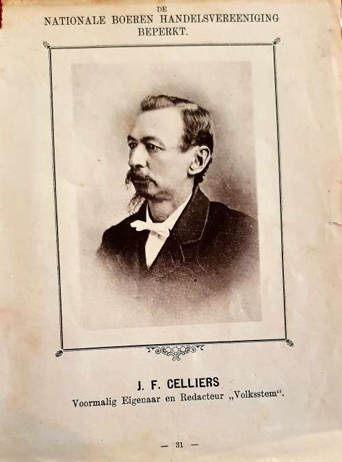 J.F. CELLIERS. LEADER FIRST BOER WAR 1880 - 1881. PHOTO 1889  . SEE DESCRIPTION. NB.