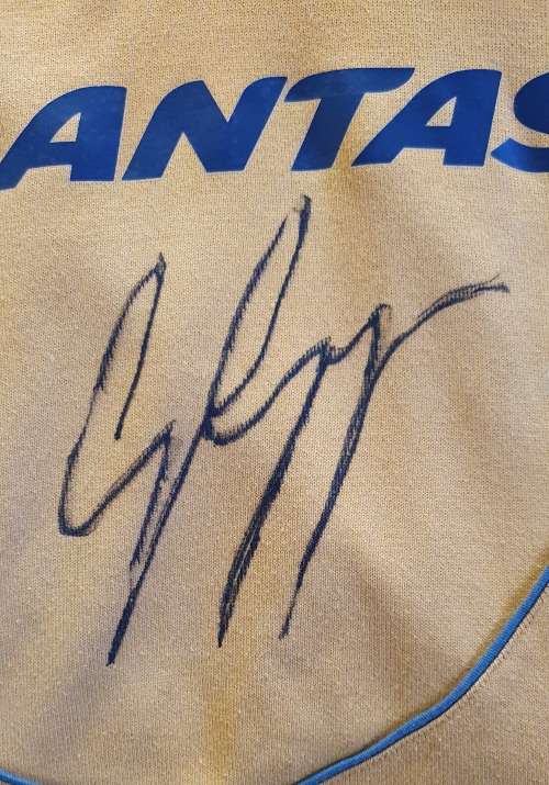 AUTHENTIC WALLABIES TEAM REPLICA JERSEY. SIGNED BY GEORGE GREGAN. L. 2000